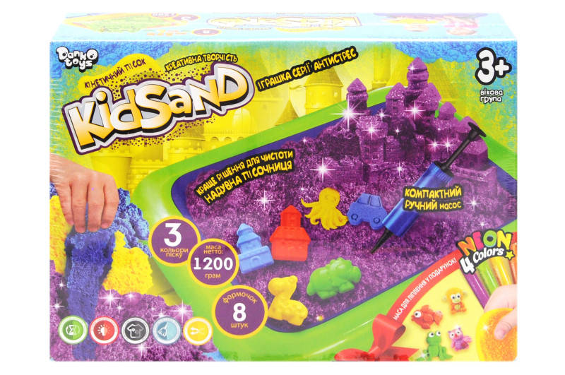 

Набор креативного творчества "Кинетический песок" KidSand "1200 г + песочница KS-02-02U DANKO