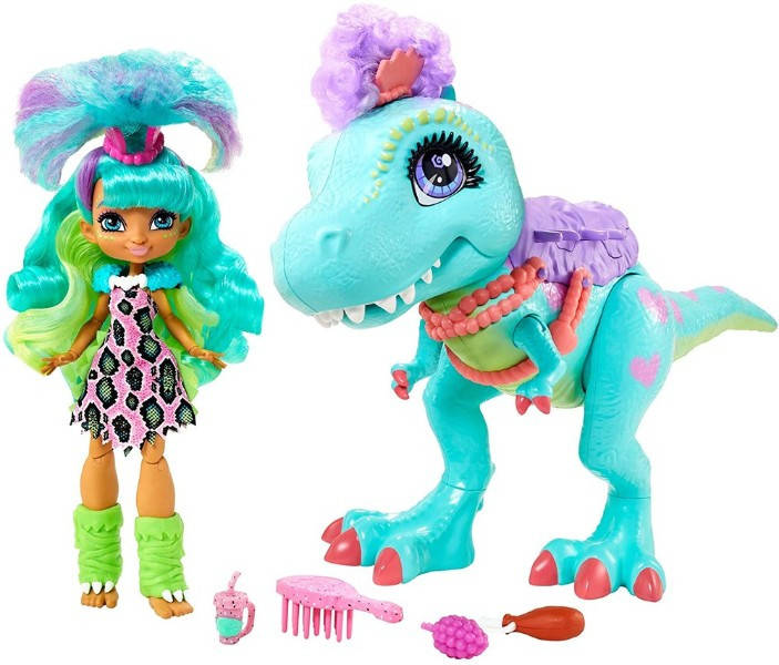 

Cave club пещерный клуб Рокелль и динозавр rockelle doll and Tyrasaurus Dinosaur