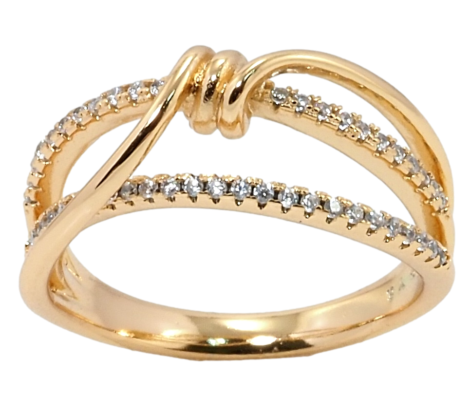 

Кольцо Xuping Позолота 18K "Дорожки циркония с узелком" р.17,17.5,18.5