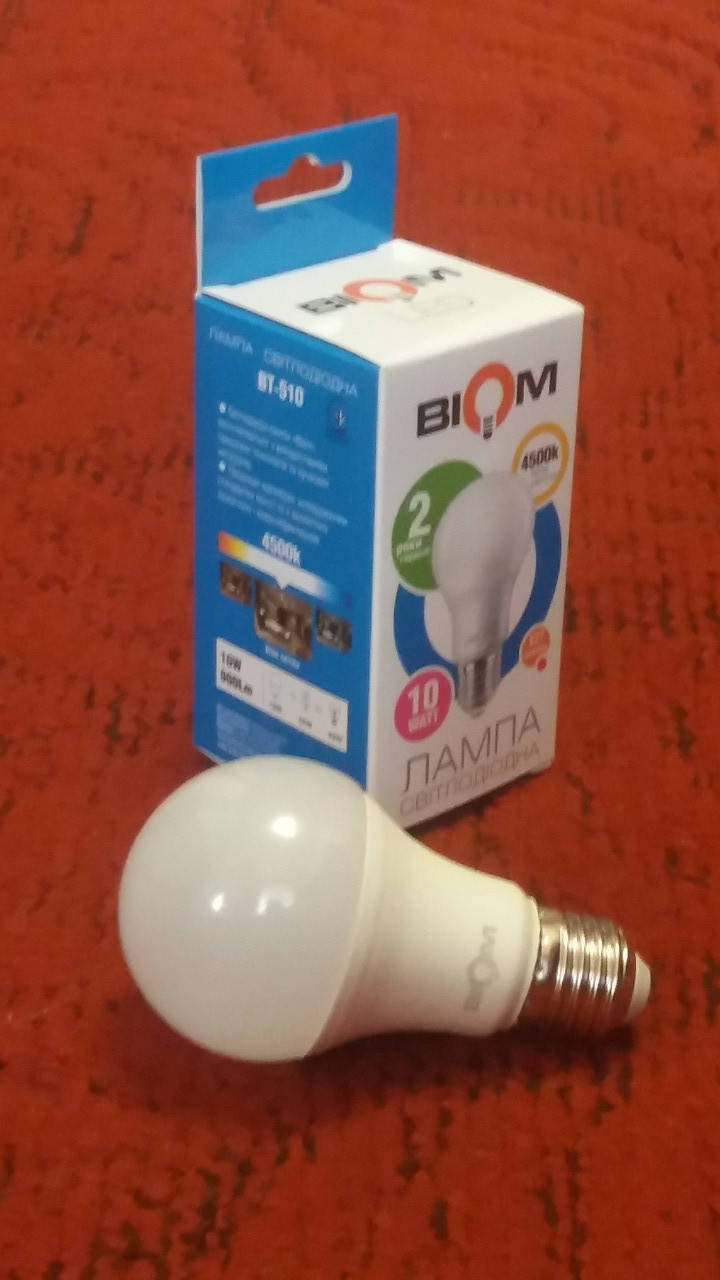 

Светодиодная лампа Biom BT-510 A60 10W E27 4500К матовая