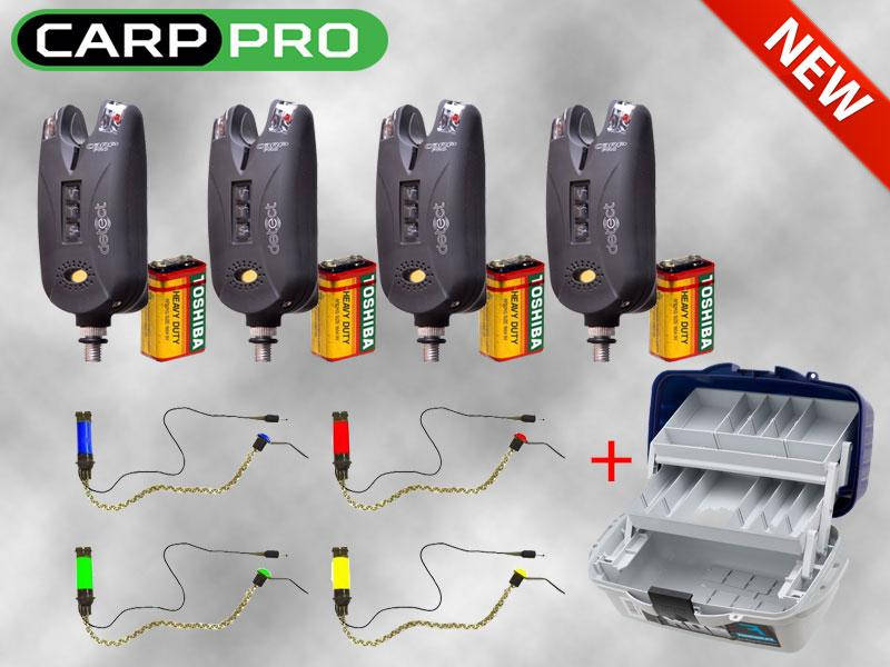 

Набор Электронных сигнализаторов поклевки Carp Pro Detect 4 шт. + Свингера 4 шт. + Ящик от Flagman