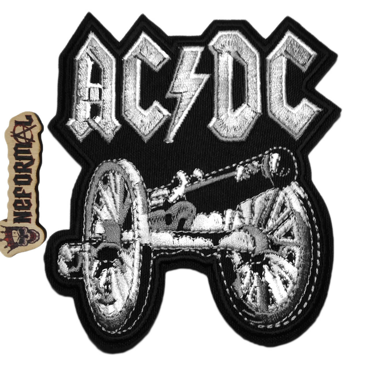 

Нашивка AC/DC - For Those About To Rock (пушка) 9х12 см., Белый
