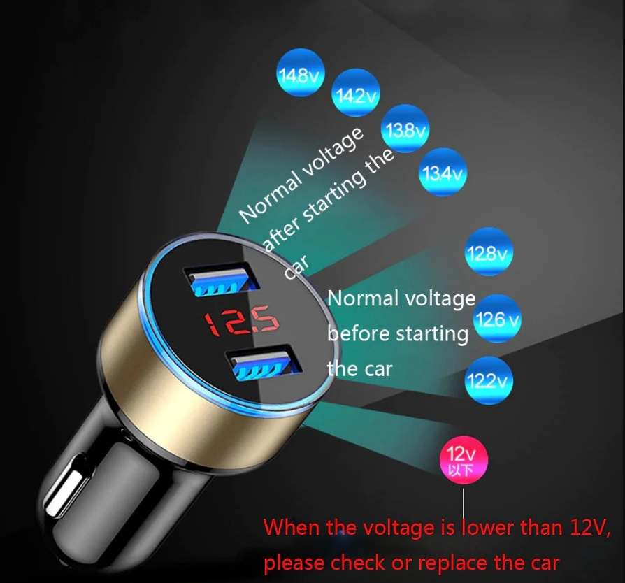 

АВТО зарядка USB 3А, 12 V -24V тестер,вольтметр,, в прикуриватель двойной 2 в 1