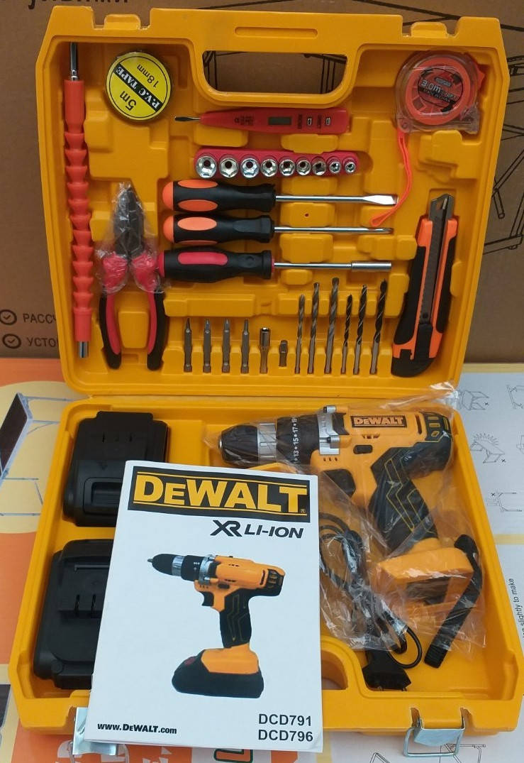 

Аккумуляторный Шуруповерт Ударный DeWALT 24V 6A DCD791 с набором инструментов
