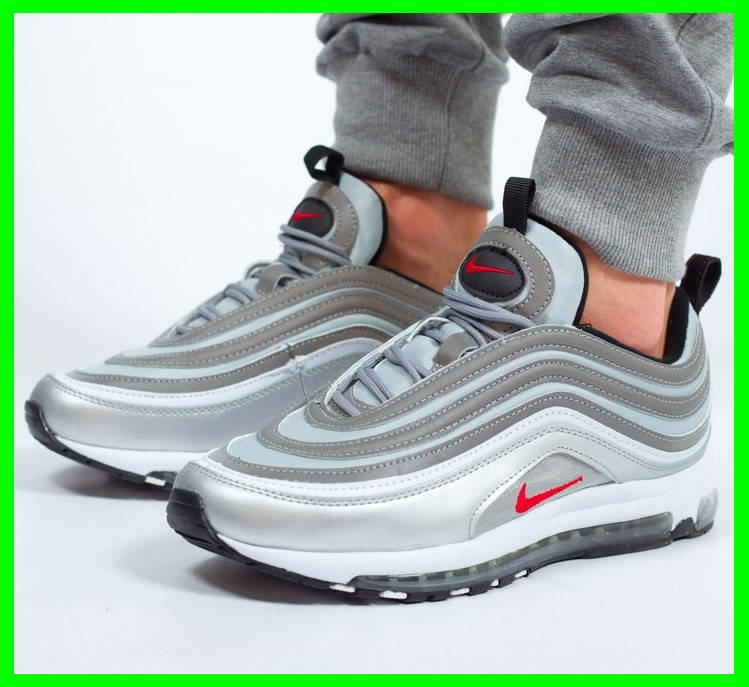 

Мужские Кроссовки N!ke Air Max 97 Серые Найк с Рефлектив, Серый