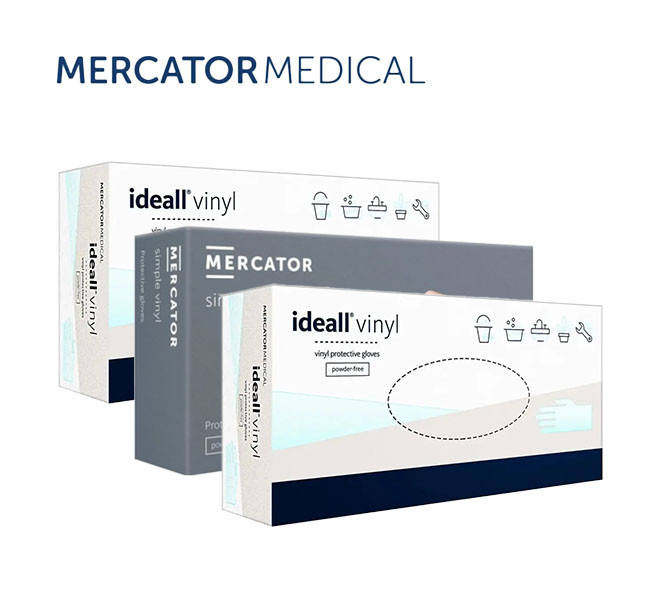 

Перчатки виниловые Mercator S, М, L 100 шт., Прозрачный