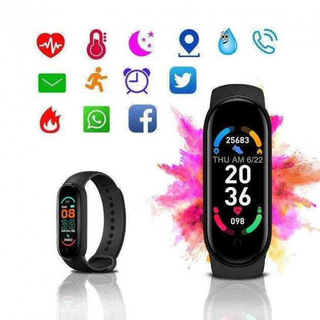 

Фитнес трекер браслет Smart Band M6 пульсометр черный