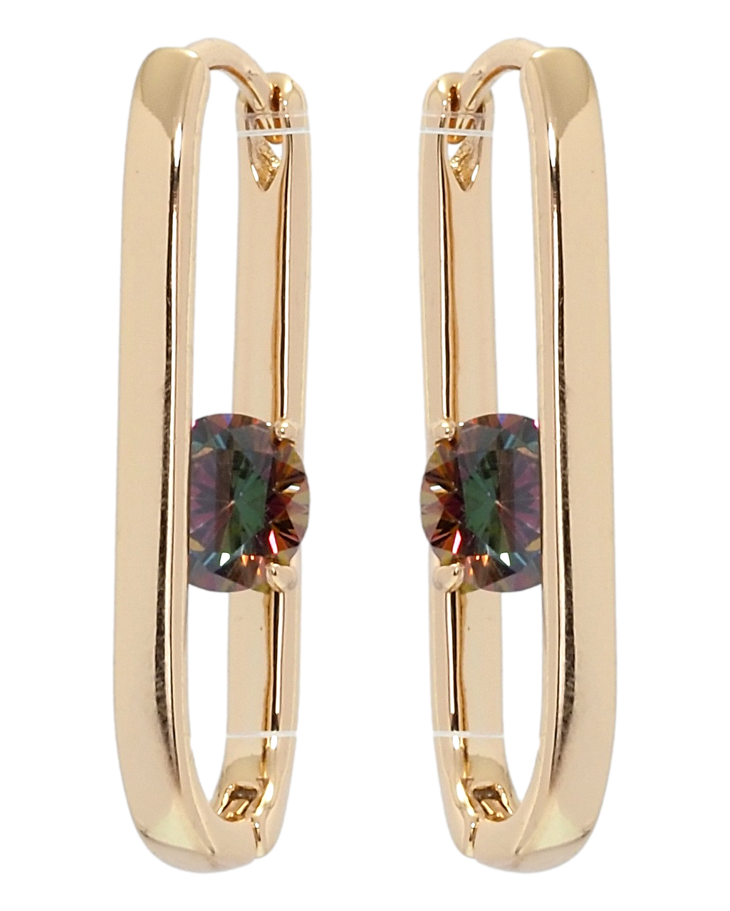 

Серьги Xuping Позолота 18K колечки "Овальные с фианитом хамелеон"