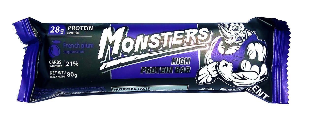

Протеиновые батончики Monsters High Protein Bar чернослив 20х80 g