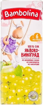 

Детский сок Bambolina (Бамболино) 200мл от Яблочно-виноградный
