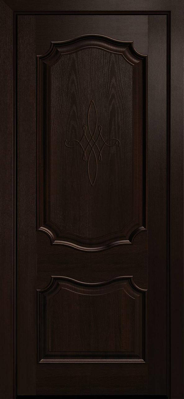 

Межкомнатные двери Новый Стиль Рока ПВХ DeLuxe глухая с гравировкой, цвет Каштан