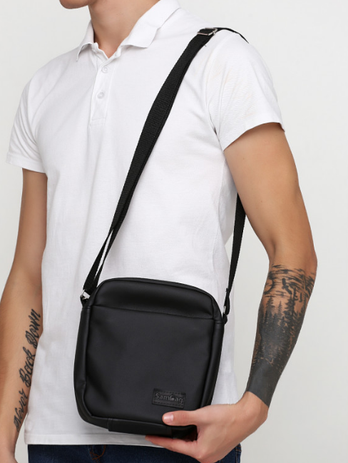 

Мужская сумка через плечо, 23*19*7 см, черная, Черный