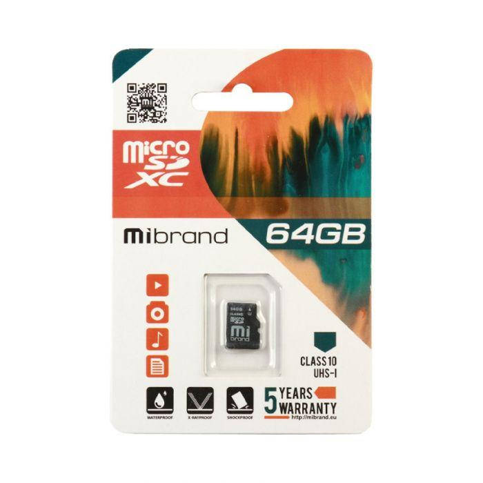 

Карта памяти Mibrand 64 GB microSDXC Class 10 UHS-I MICDXU1/64GB