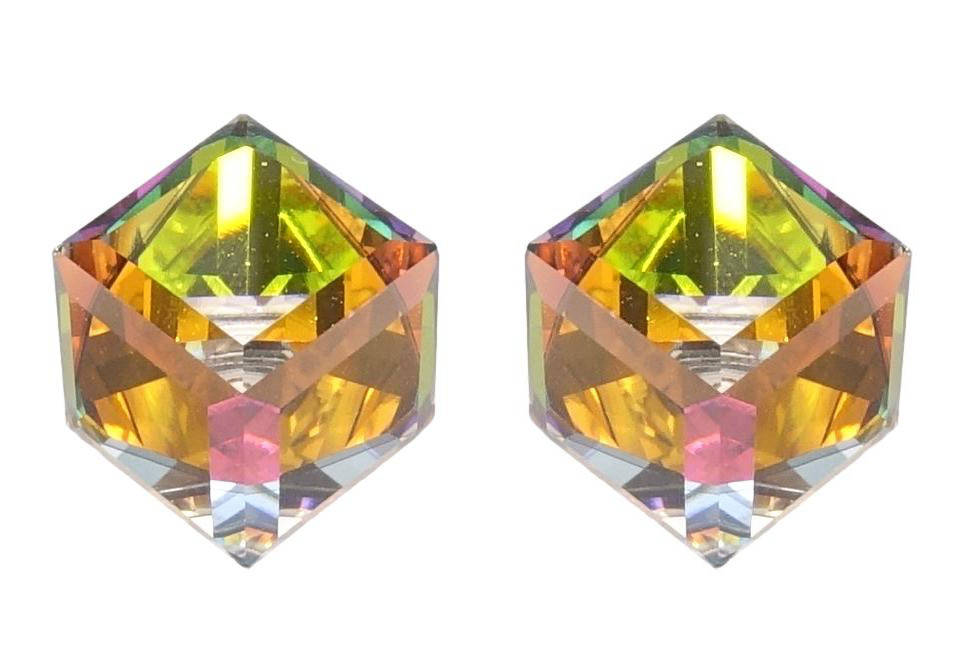 

Серьги Xuping Родий с кр-ми Swarovski гвоздики (пусеты) "Куб Vitrail Medium" 8х8мм