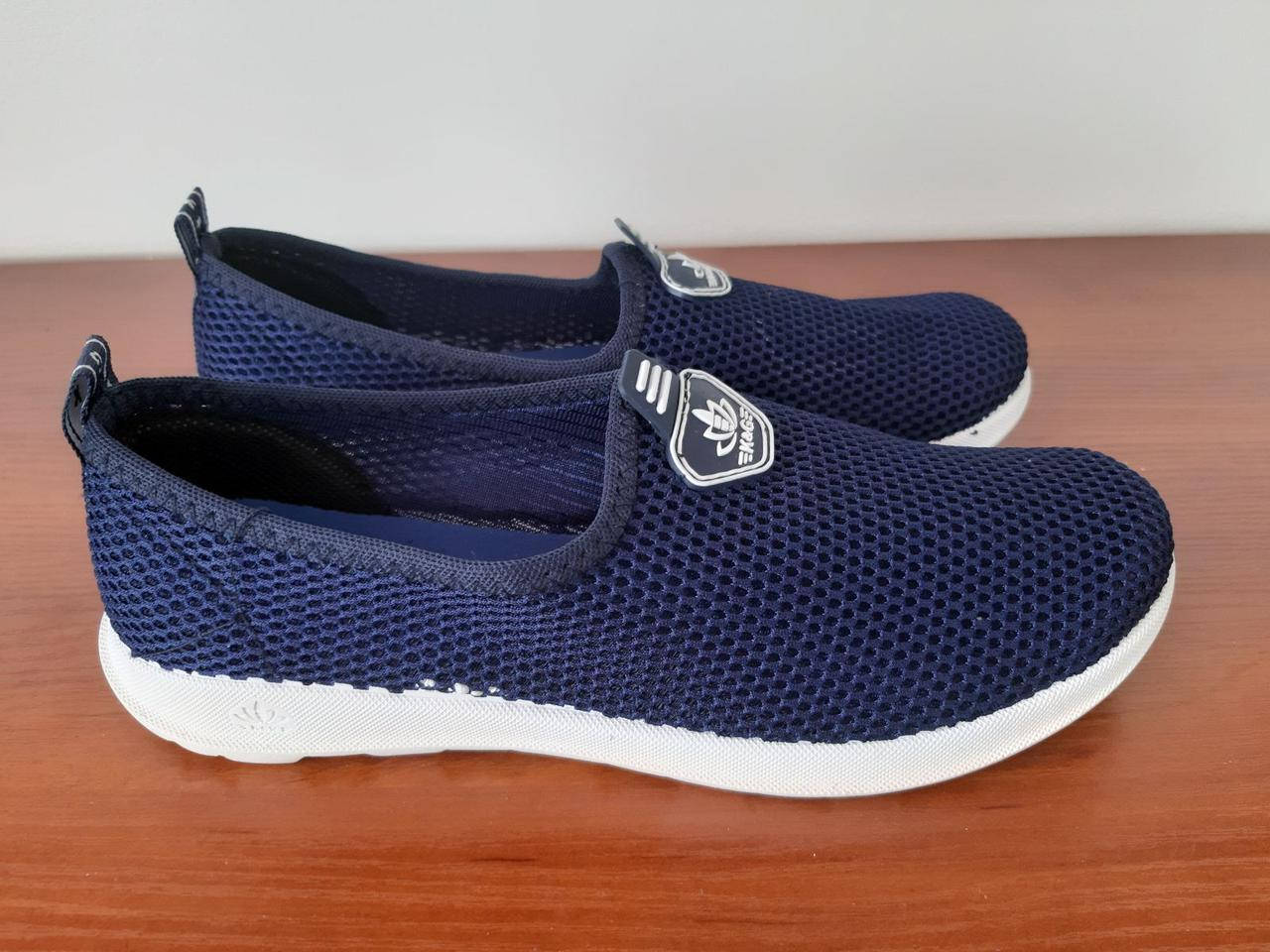 

Жіночі мокасини сліпони сині літні текстильні сітка (код 7746) 40