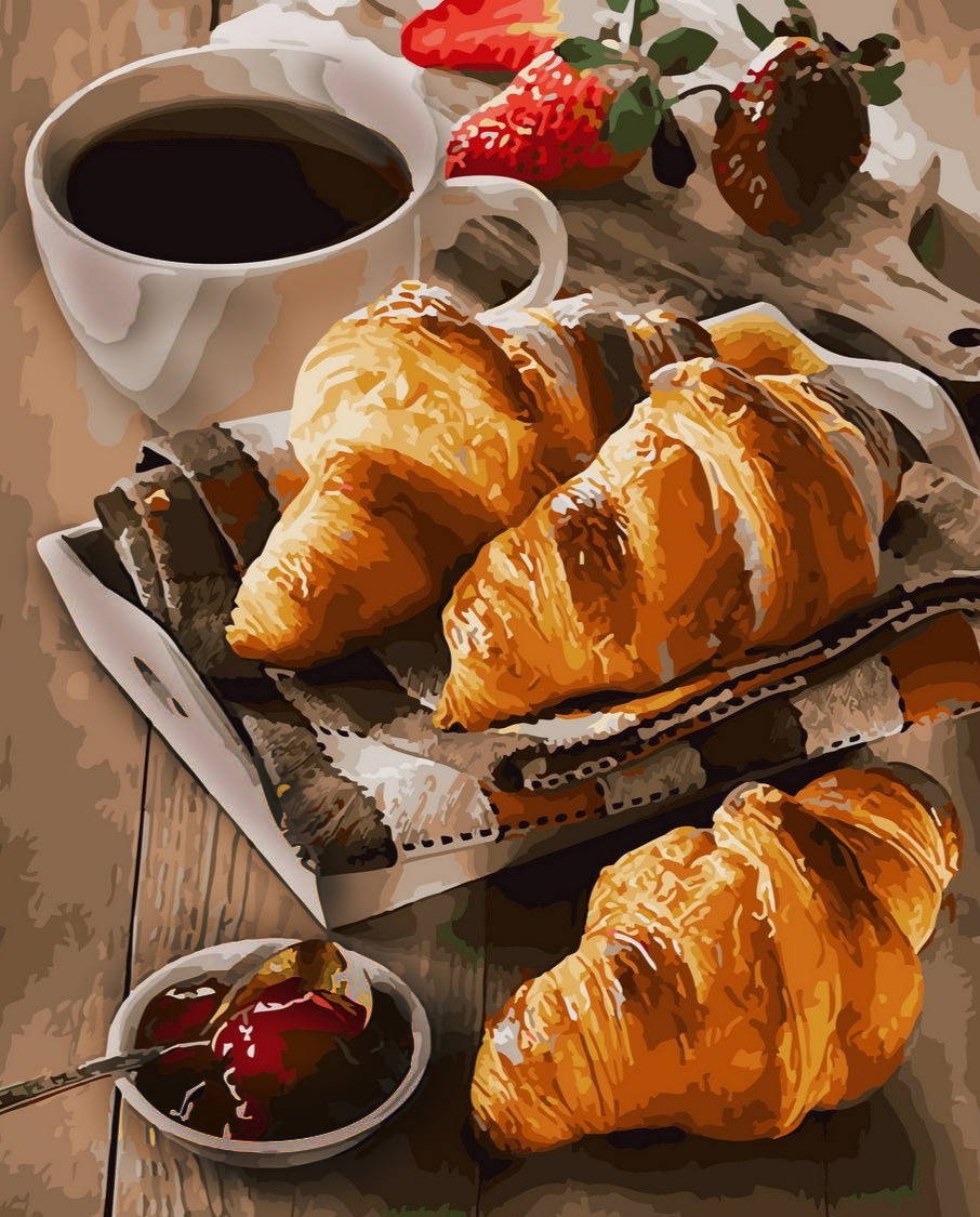 

Алмазная мозаика на подрамнике 40 х 50 см Круассан и клубника (арт. TN960)