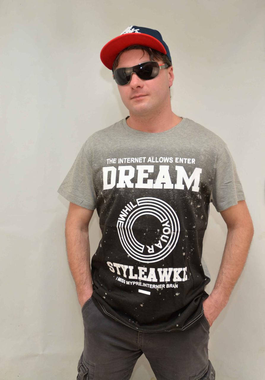 

Футболка мужская с коротким рукавом и принтом Dream Серый, M