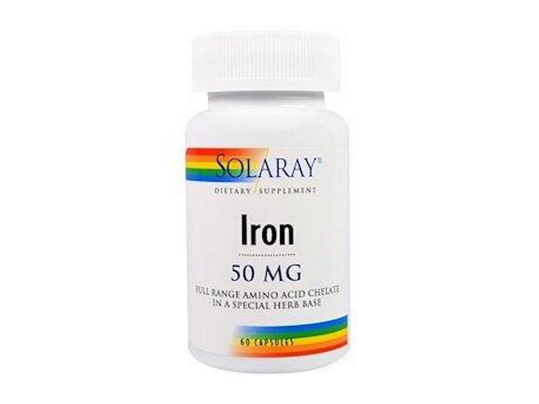

Железо, Iron, Solaray, 50 мг, 60 капсул
