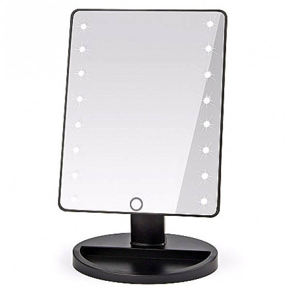 

Зеркало для макияжа Mirror 16 LED с подсветкой 16 диодов настольное квадратное, Черный