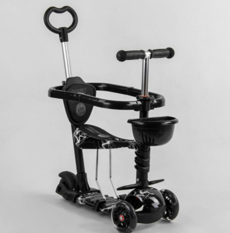 

Детский самокат 5в1, с защитным бортиком Best Scooter 0452 черный