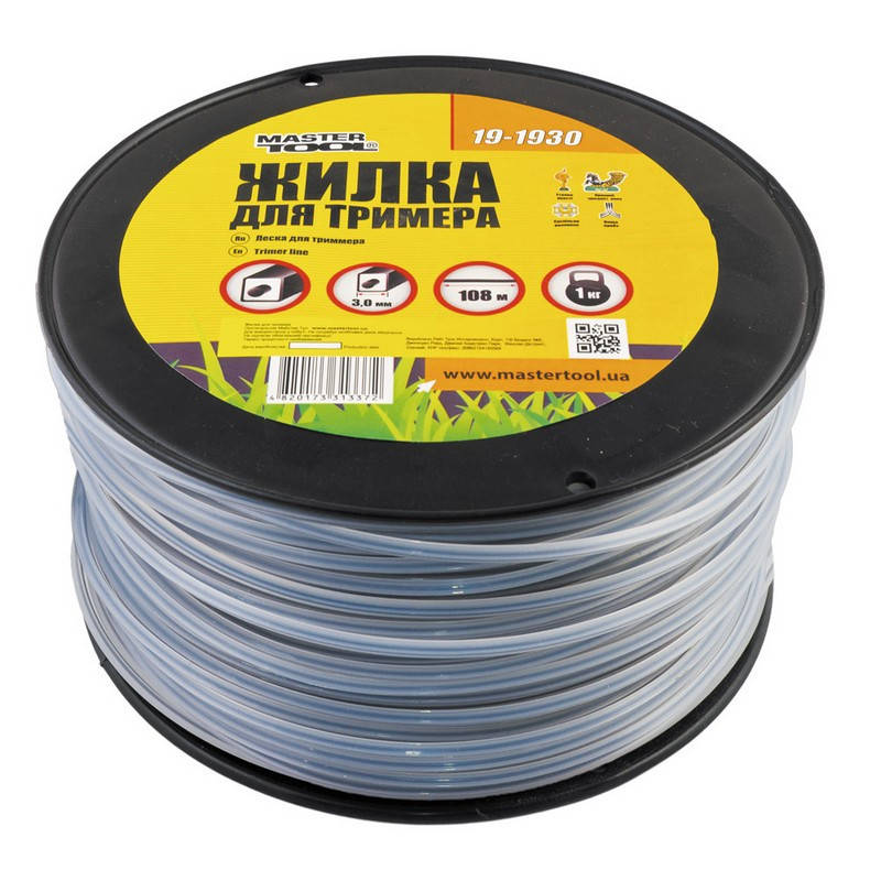 

Леска для триммера армированная MasterTool 19-1930, 3,00 мм*108 м, "квадрат"