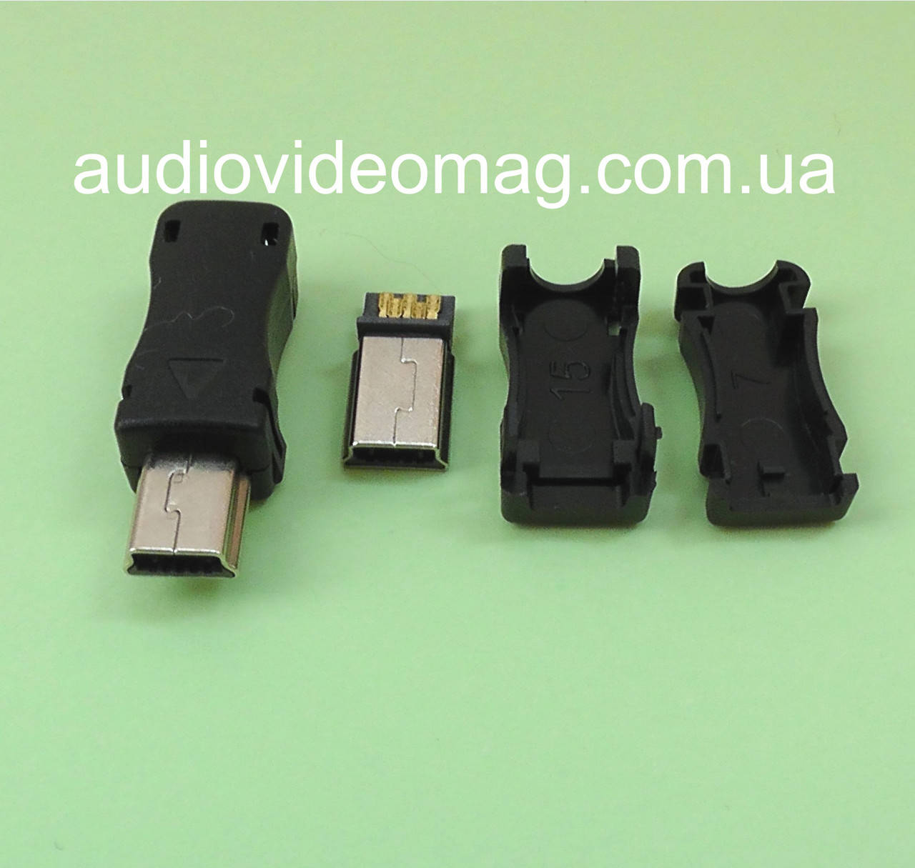 

Штекер mini USB разборной на кабель для пайки