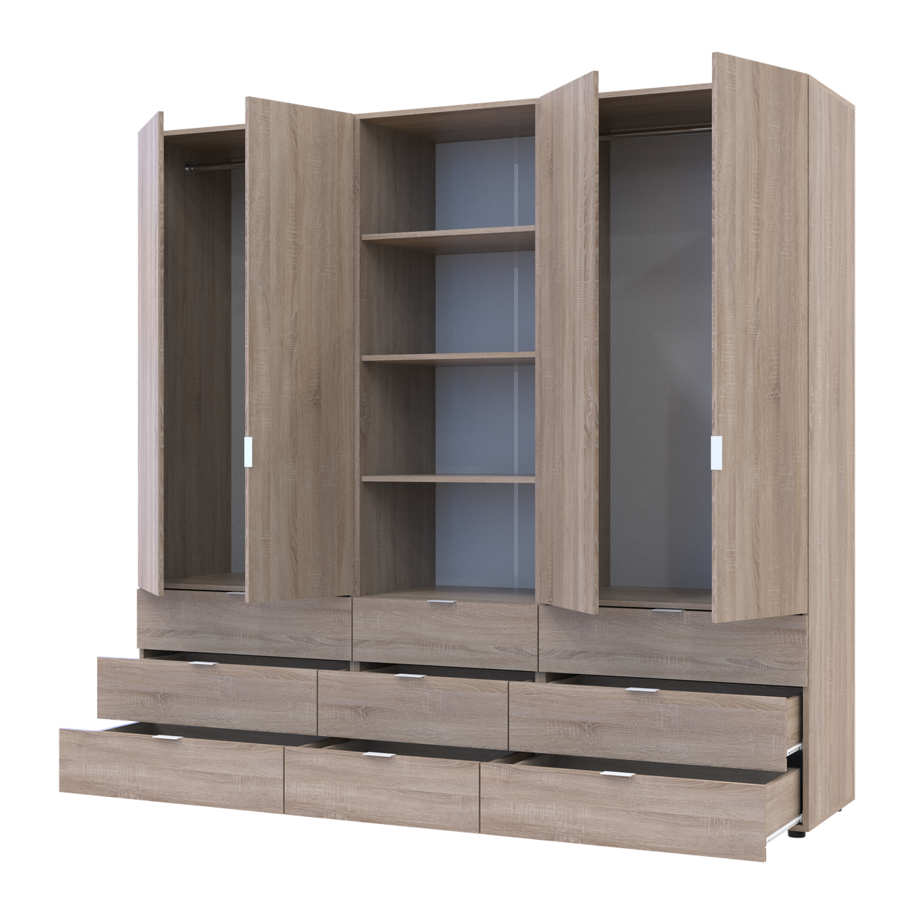 Шафа для одягу Doros Гелар Дуб сонома 2+2ДСП з пеналом 215х49.5х203.4 (42005183) 2