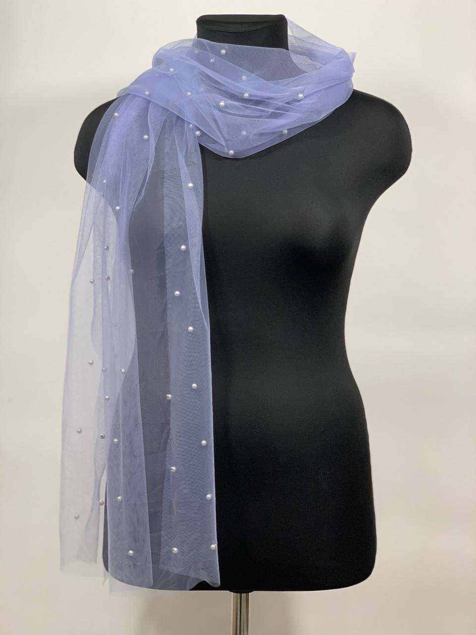 

Фатіновий фіолетовий шарф з бусинками, Фиолетовый