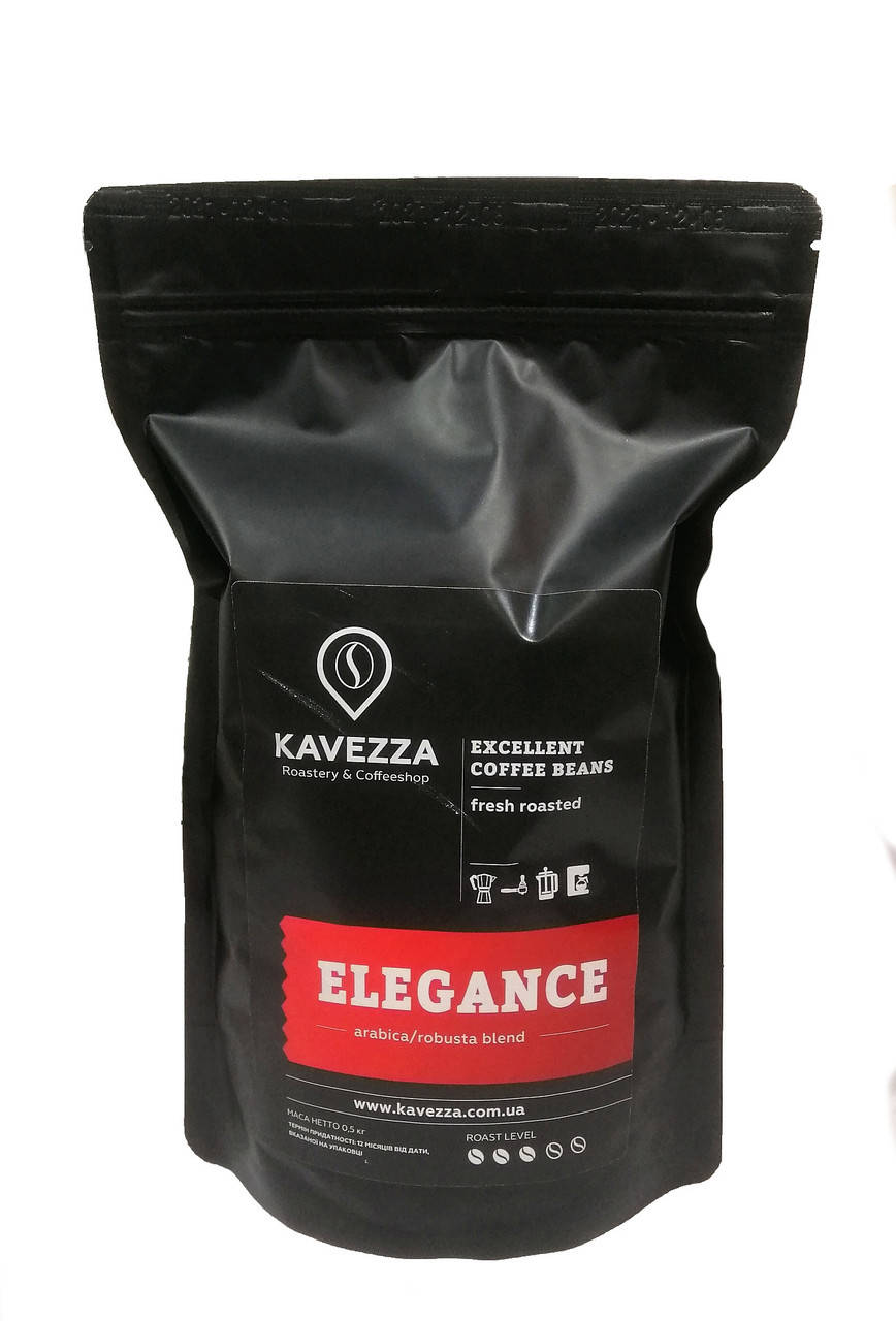 

Кава в зернах ELEGANCE blend, 500 г (арабіка 60% - робуста 40%)