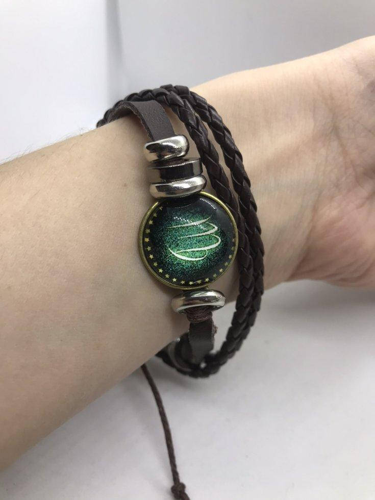 

Черный женский / мужской браслет Missita из натуральной кожи со знаком зодиака