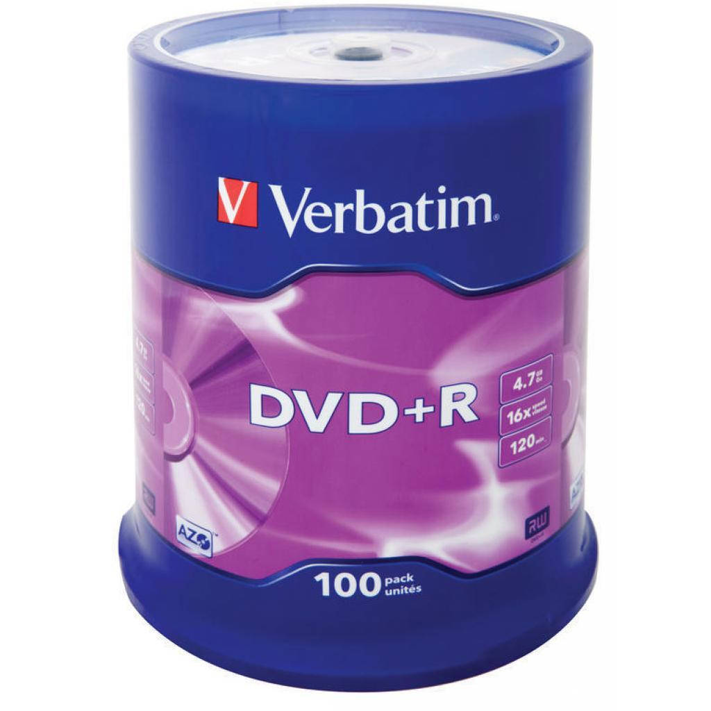 

Диск Verbatim DVD+R AZO 4.7GB 16X MATT SILVER SURFACE Cake/100