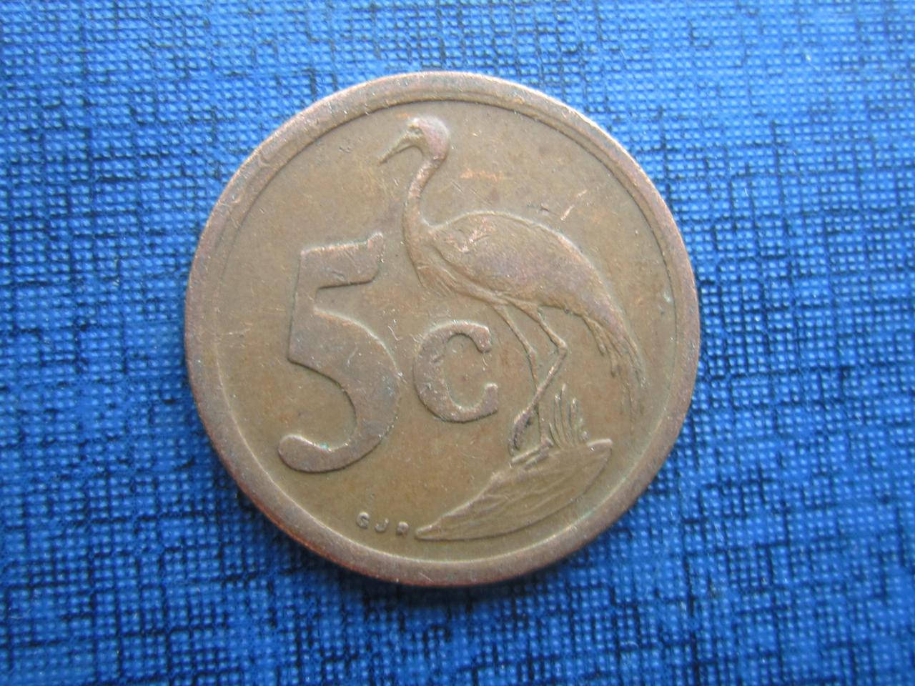 

Монета 5 центов ЮАР 1990 фауна птица