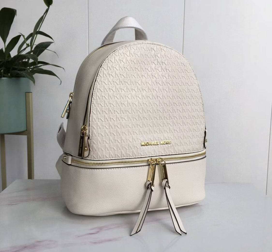 

Женский кожаный рюкзак Michael Kors Rhea Zip G White Lux, Белый