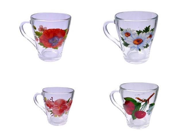 

Кружка стекло Грация 250мл. Микс