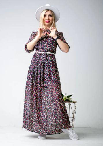 

Стильное шифоновое платье в пол в красивый цветочный принт