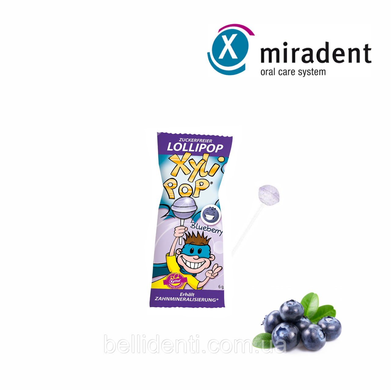 

Леденец с ксилитом miradent XyliPOP (черника), 1 шт