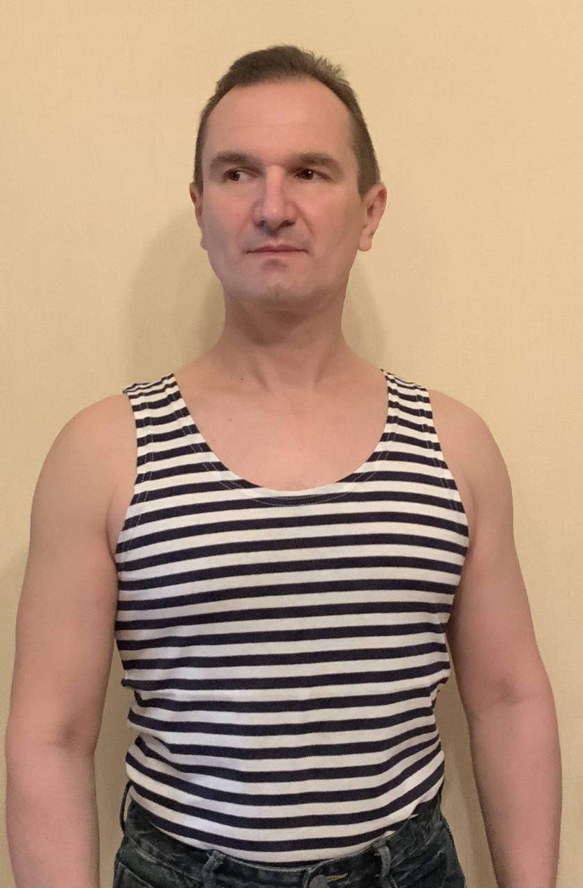 

Майка тельняшка, хлопок 100%, темно-синяя полоска