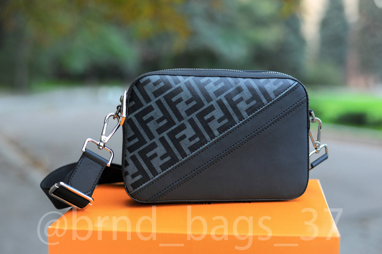 

Мужская сумка планшет кожаная Fendi, Черный