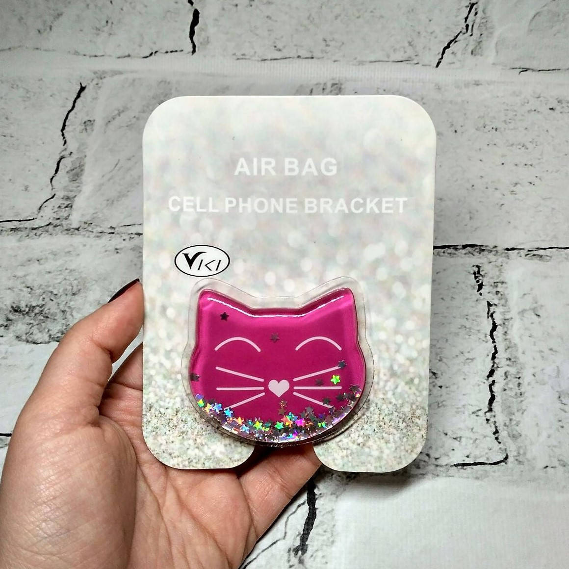 

Попсокет держатель для телефона Жидкие Блестки glitter, Кошечка, Розовый
