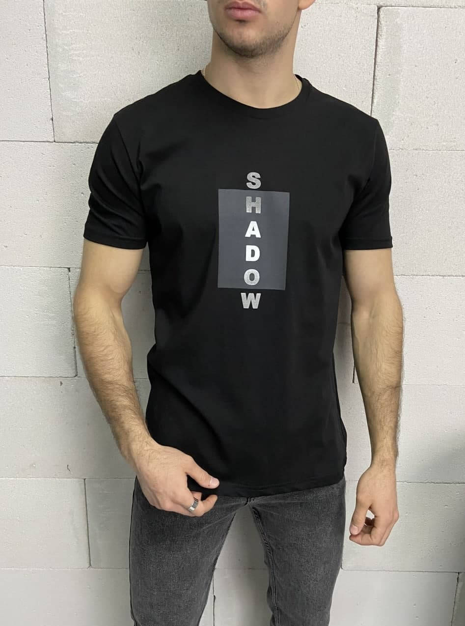 

Футболка мужская черного цвета (черная) с принтом и надписью, турецкая легкая футболка с коротким рукавом