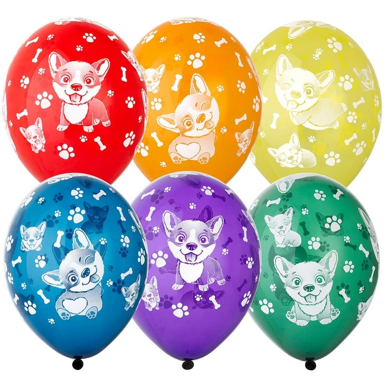 

Латексный шарик BELBAL 12"(30 см) Собачки Корги, Разные цвета