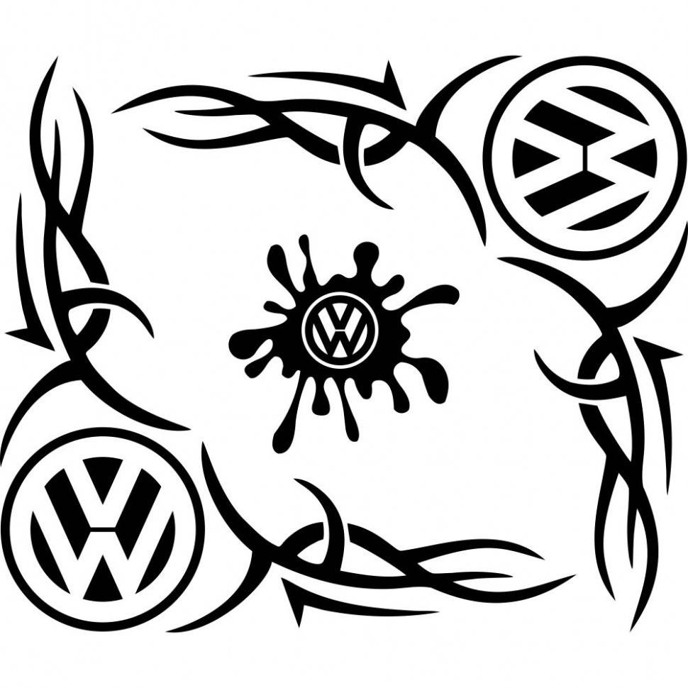 

Набор наклеек на автомобиль - Уголки на боковые стекла Volkswagen Tribal v4