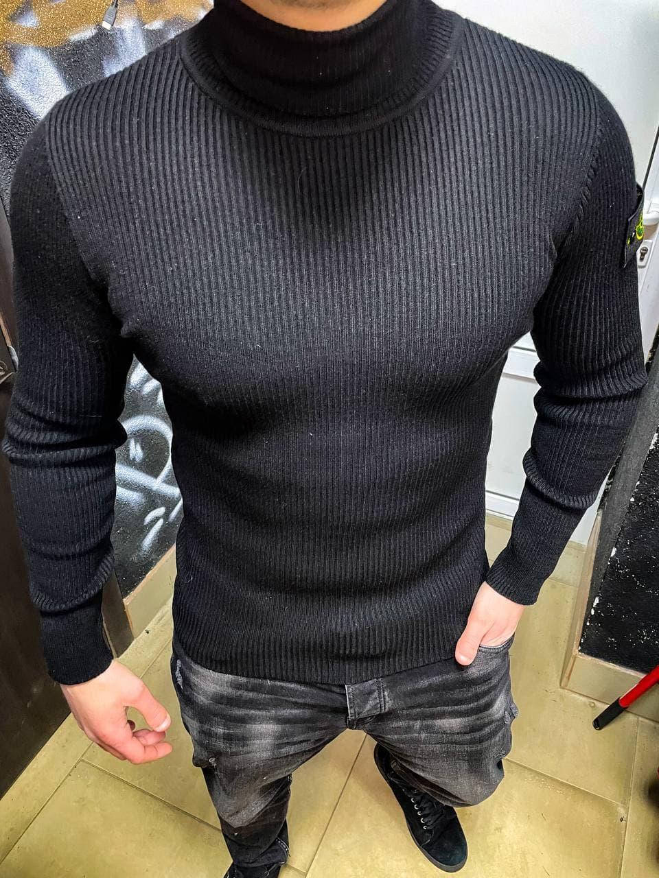 

Тёмно-серый гольф мужской Stone Island демисезонный