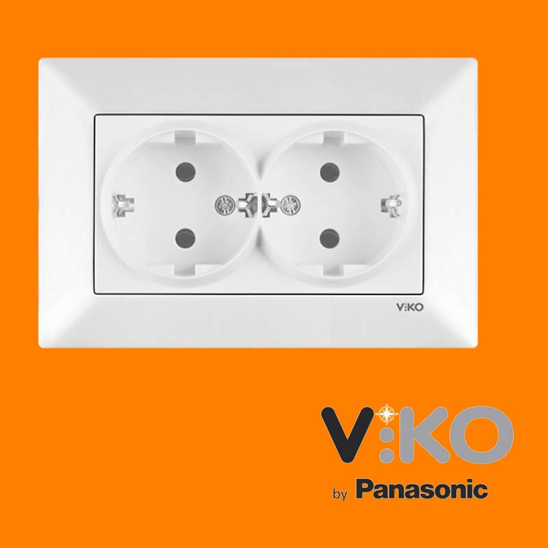 

Розетка двойная с заземлением VIKO Meridian Белая