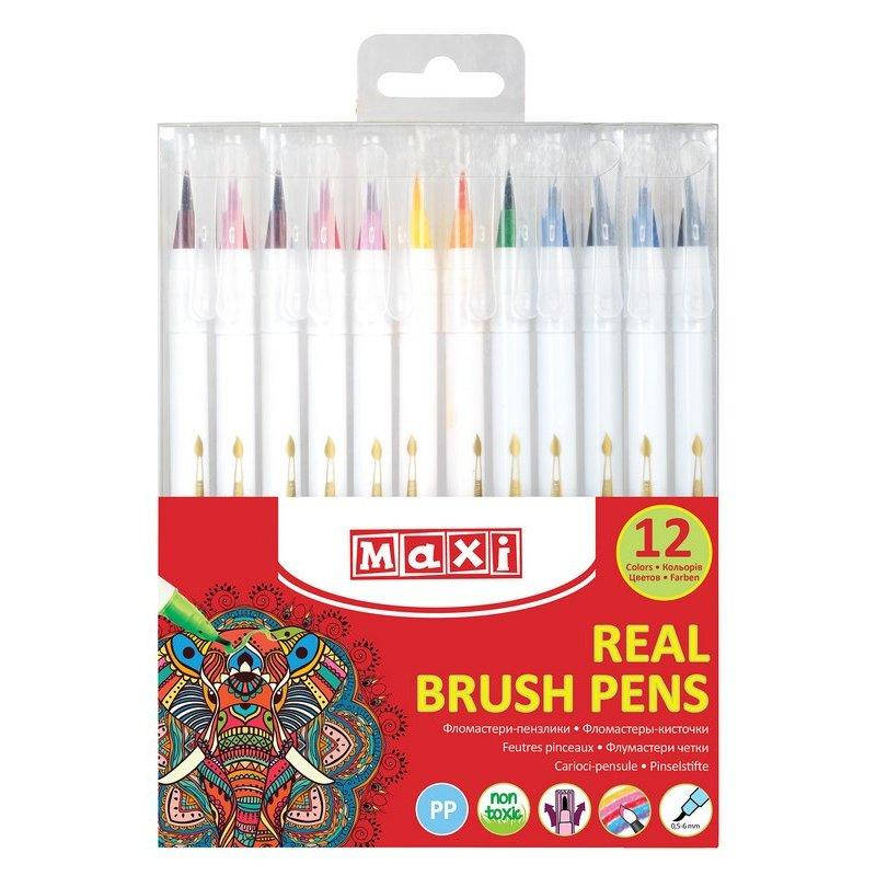 

Фломастеры-кисточки REAL BRUSH, 12 цветов, линия 0,5-6 мм (MX15232)