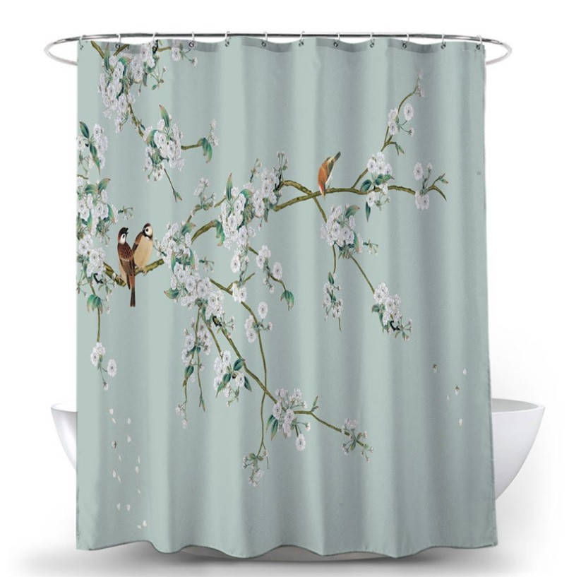 

Тканевая шторка для ванной и душа 180х200 см Birds and flowers №1