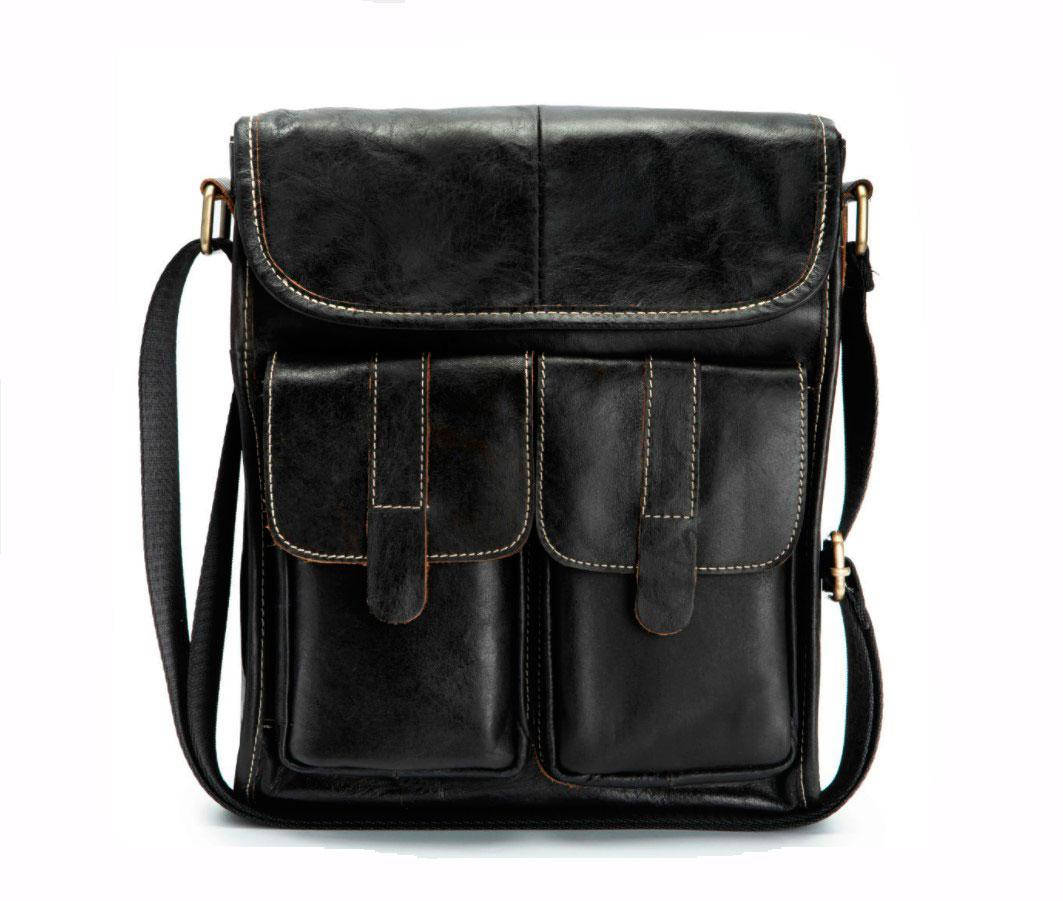 

Сумка мужская через плечо Leather Collection (368) кожаная черная, Черный