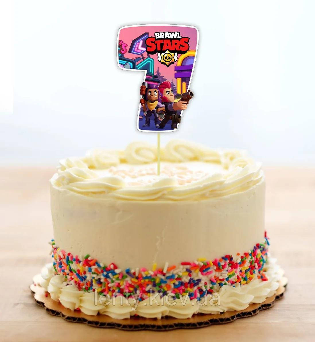 

Топпер-цифра (от 0 до 10см цифра) вырубка "Бравл Старс" (1шт)- 7