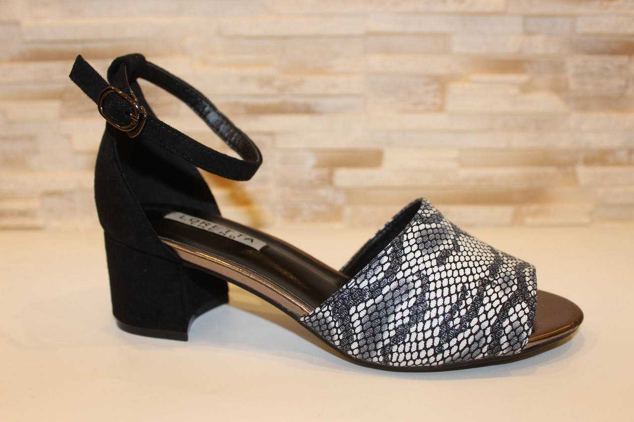 

Босоножки женские серые на удобном каблуке Б1264