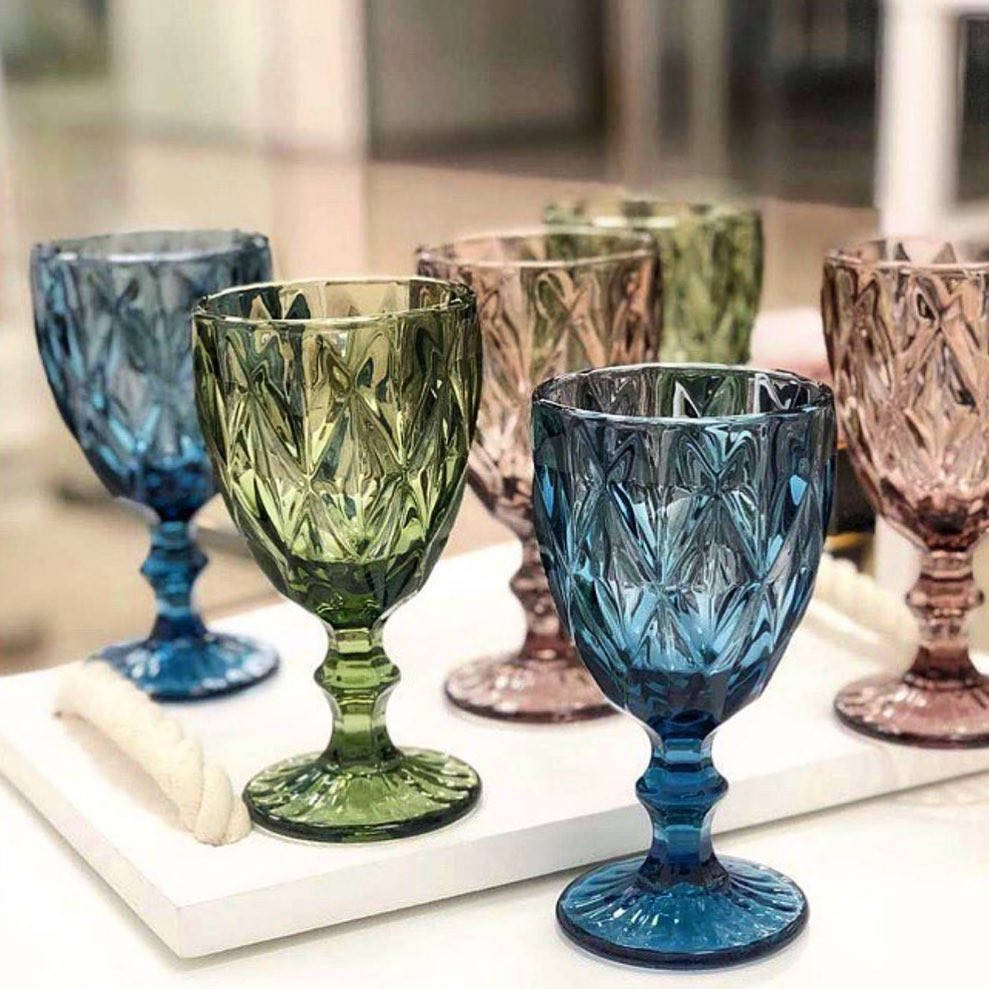 

Бокалы для вина из цветного стекла 300 мл синие, Синий